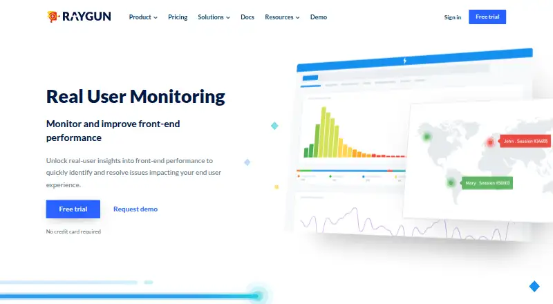 Raygun Real User Monitoring's website