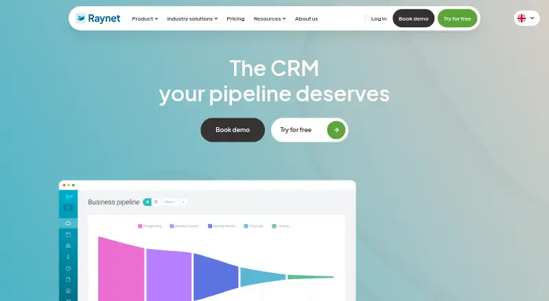 The Raynet CRM homepage