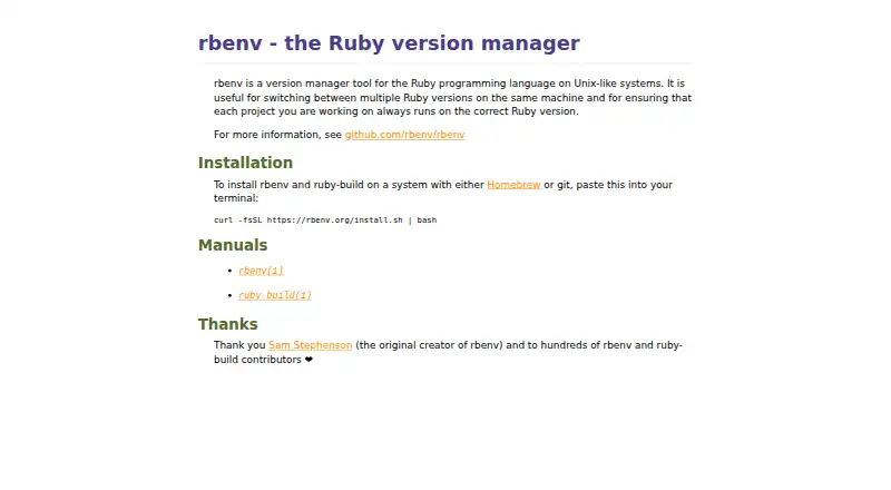 The rbenv homepage