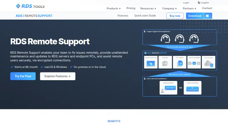 RDS Remote Support's website