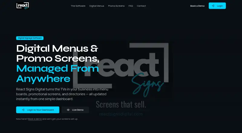 React Signs Digital's website