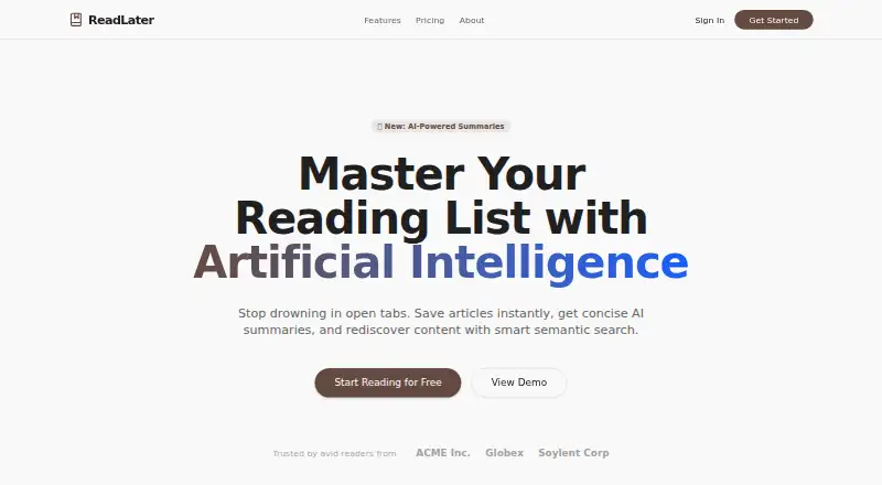 ReadLater's website