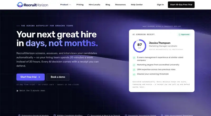 The RecruitHorizon homepage