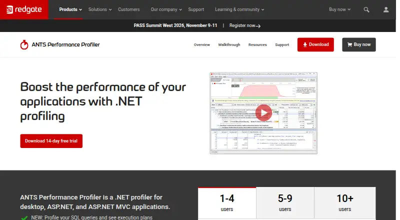 Redgate ANTS Performance Profiler's website
