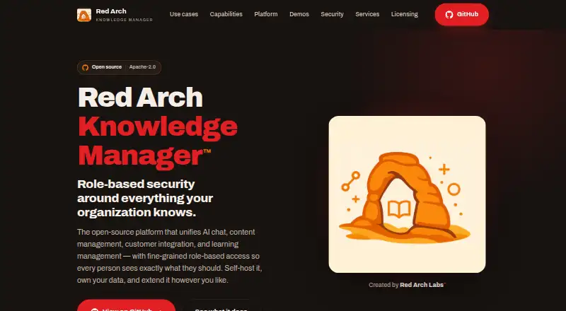 The Red Arch Knowledge Manager homepage