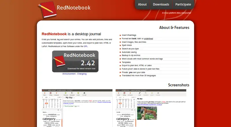 The RedNotebook homepage