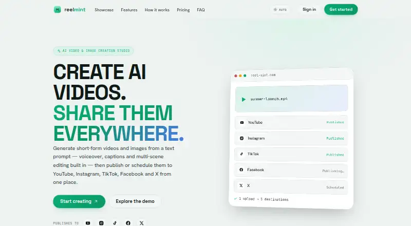 The ReelMint homepage