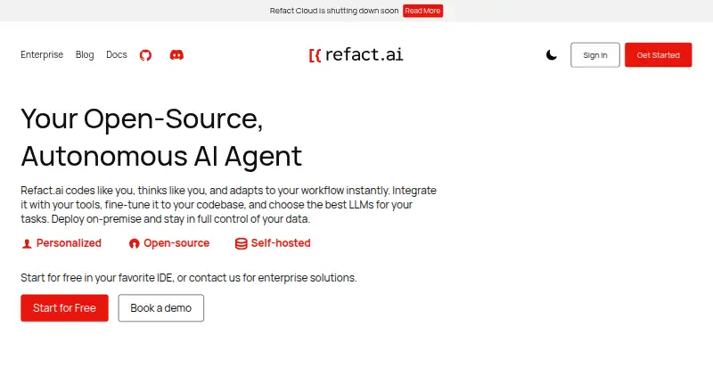 The Refact.ai homepage