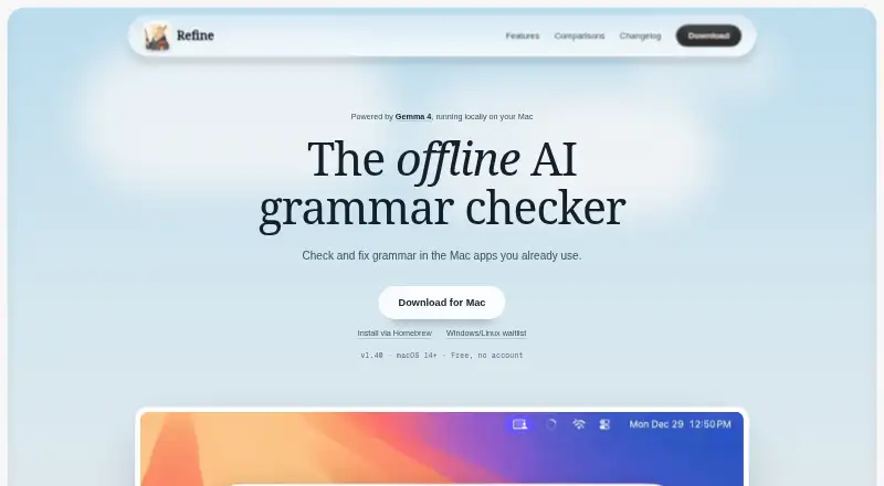 The Refine homepage