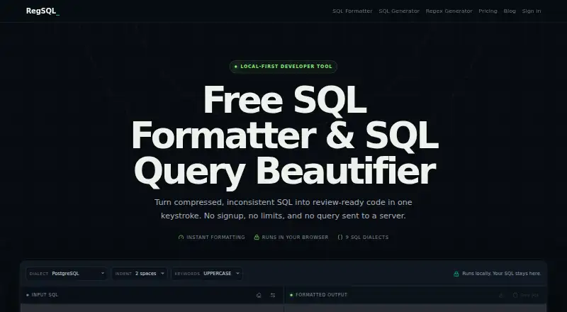 RegSQL's website