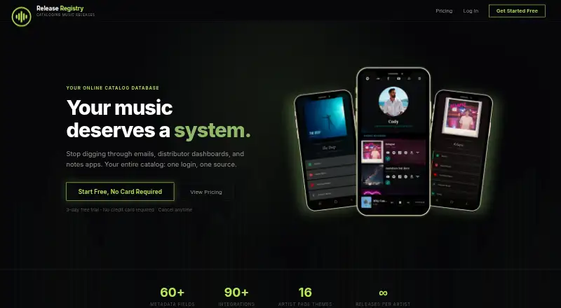 Release Registry's website