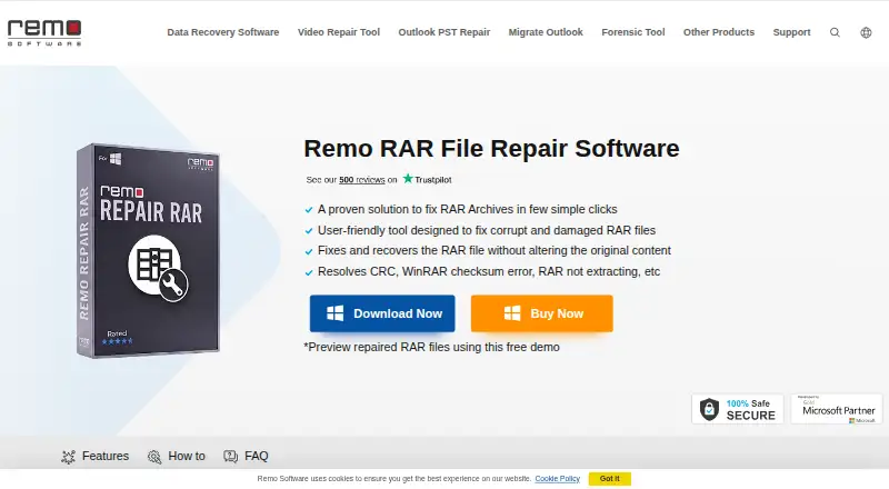 Remo Repair RAR's website