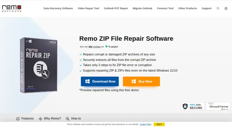 Remo Repair Zip's website