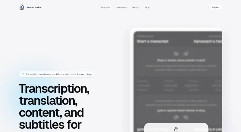 The RenderScribe homepage