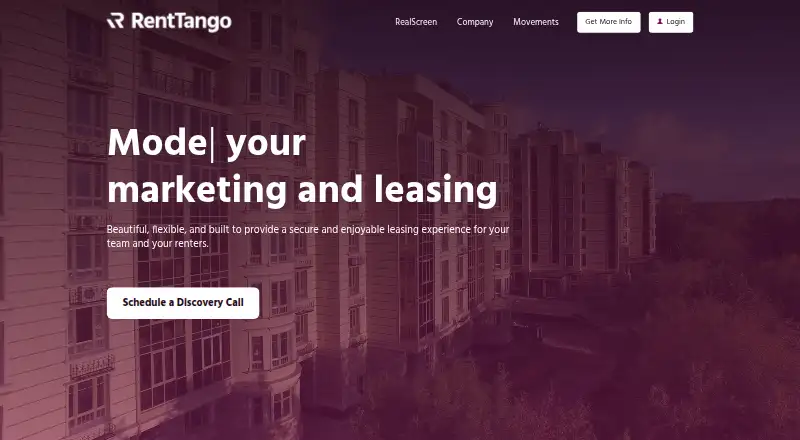 The RentTango homepage