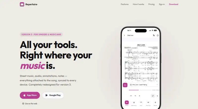 Repertoire's website