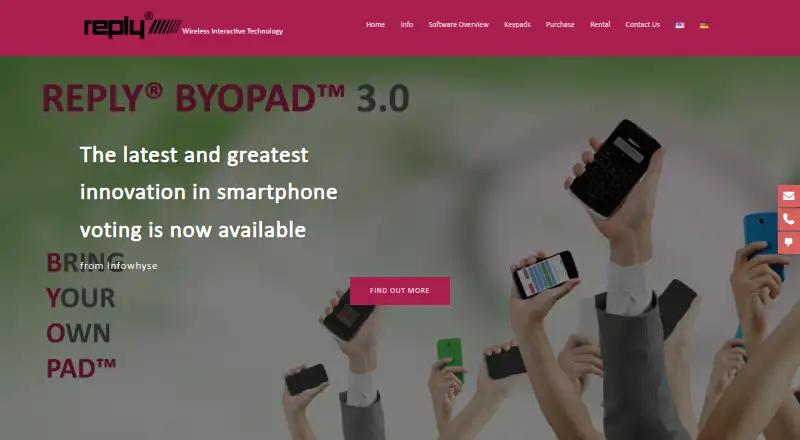 Reply Audience Response System's website