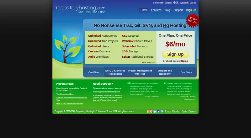 Repository Hosting's website
