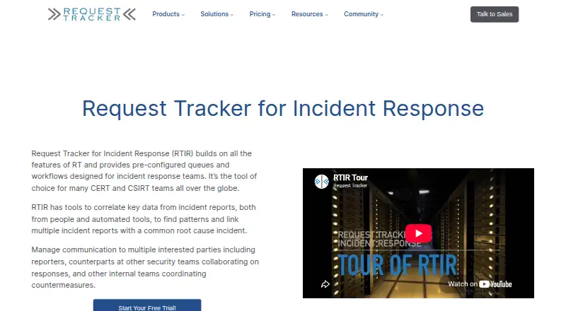 Request Tracker for Incident Response's website