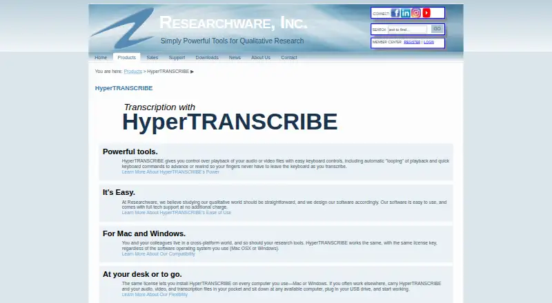 HyperTRANSCRIBE's website