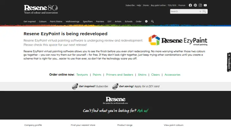 Resene EzyPaint's website