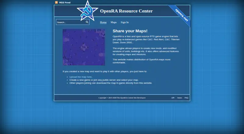 The OpenRA Resource Center homepage