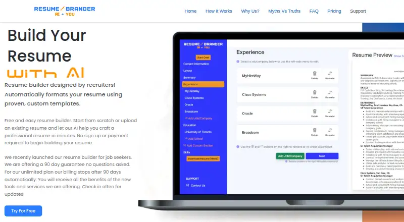 Resume Brander's website