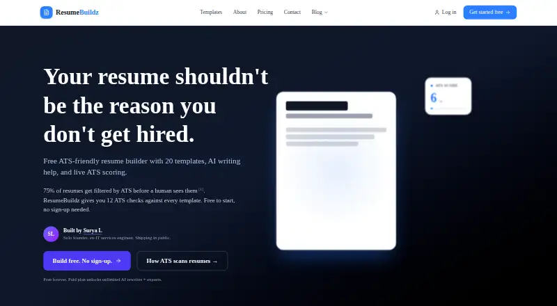 ResumeBuildz's website