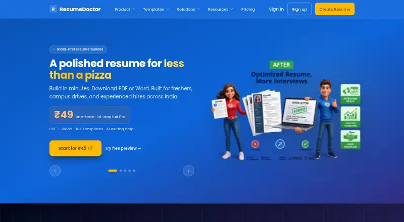 ResumeDoctor's website
