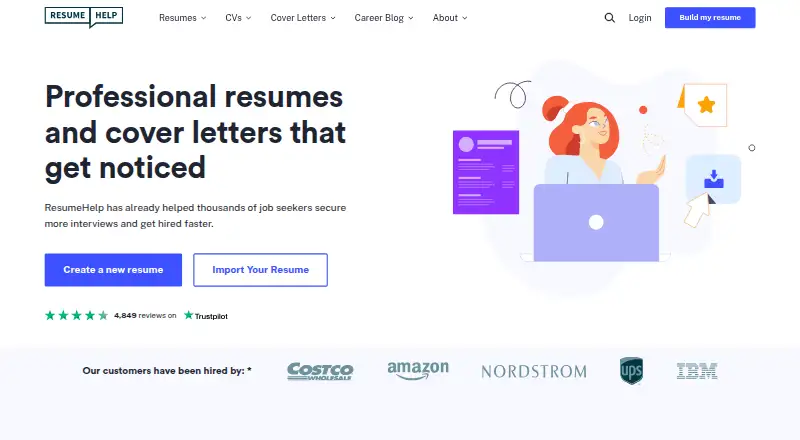 The ResumeHelp homepage