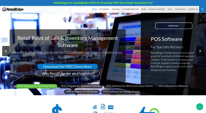 The RetailEdge homepage