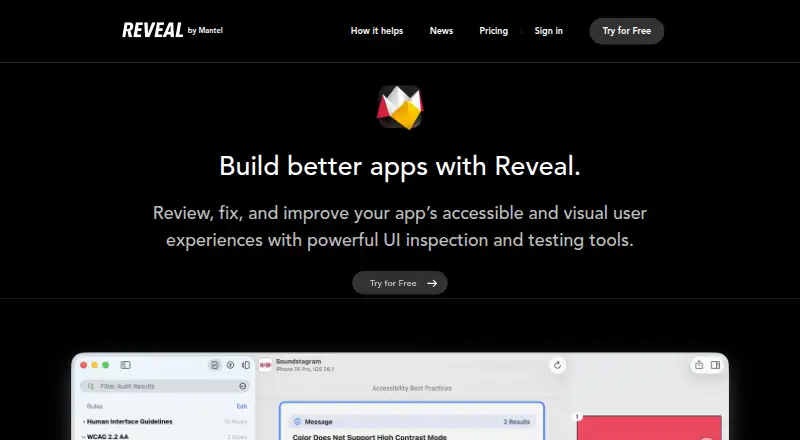 The Reveal homepage