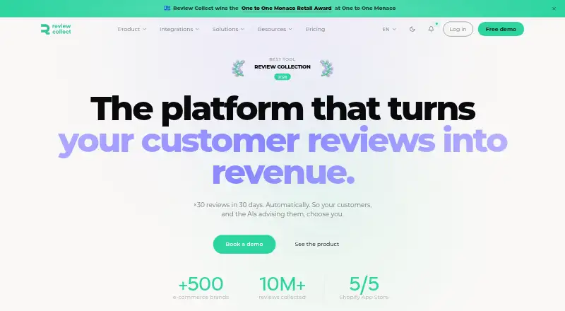 The Review Collect homepage