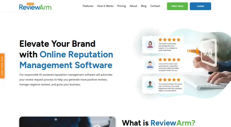 The ReviewArm homepage