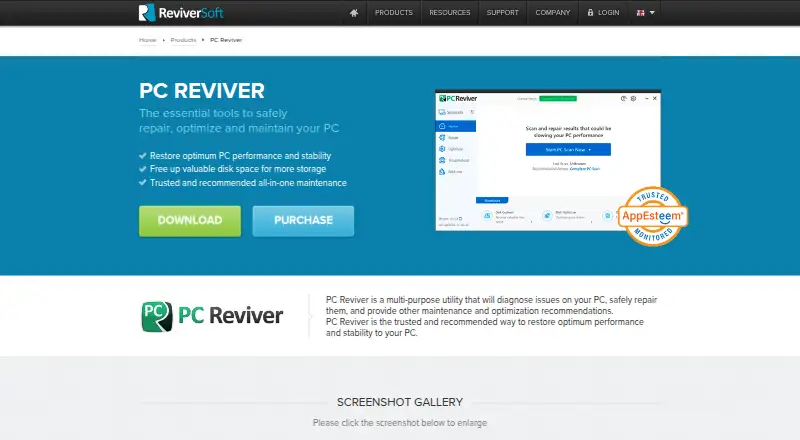 The PC Reviver homepage