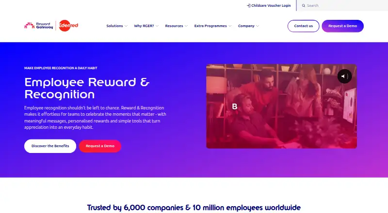 The Reward Gateway Employee Reward & Recognition homepage