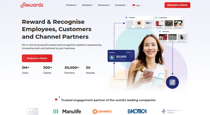 The Rewardz homepage
