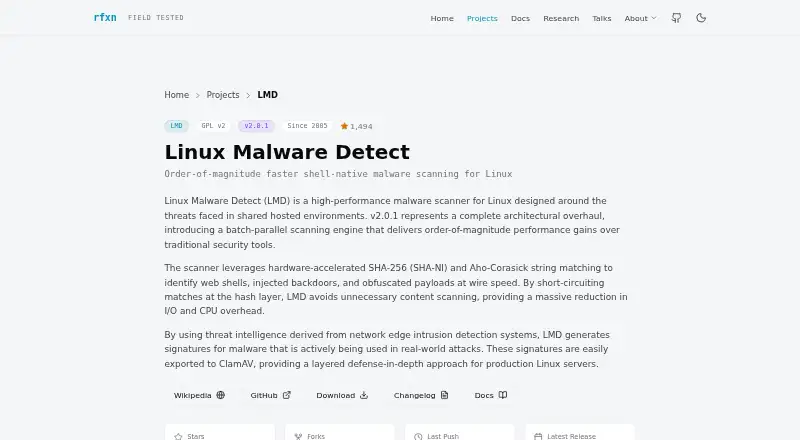 Linux Malware Detect's website