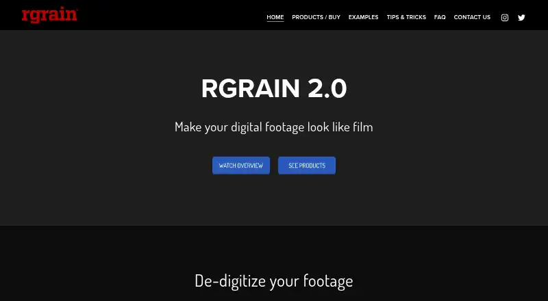 The RGrain 2.0 homepage