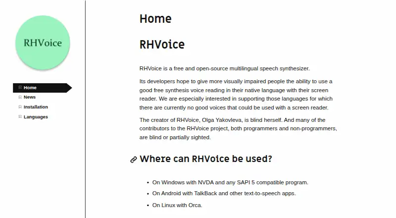 RHVoice's website