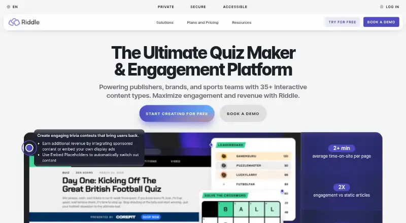 The Riddle homepage