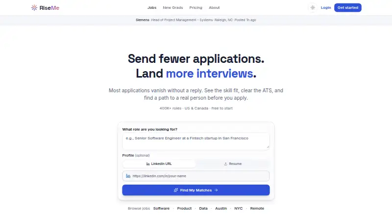 RiseMe's website