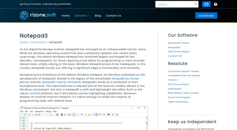 Notepad3's website