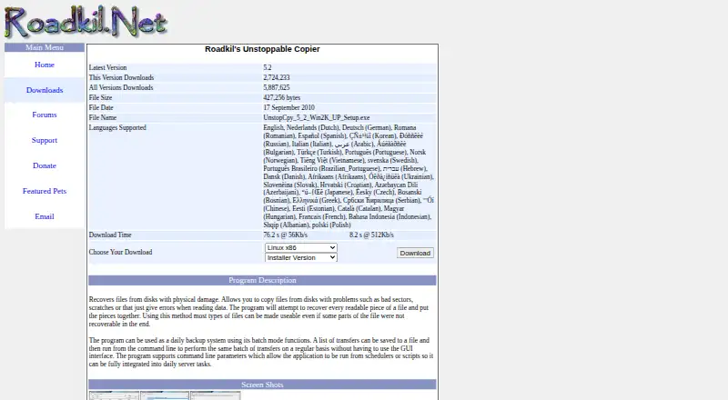 Unstoppable Copier's website
