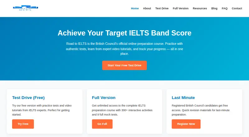 The Road to IELTS homepage