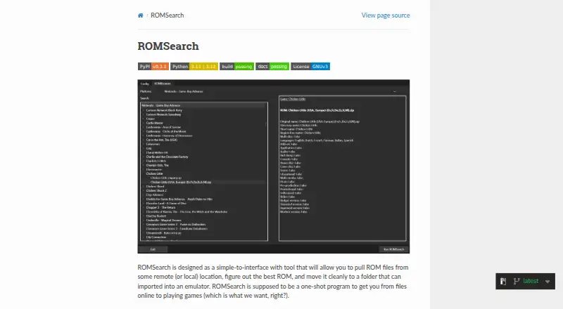 ROMSearch's website