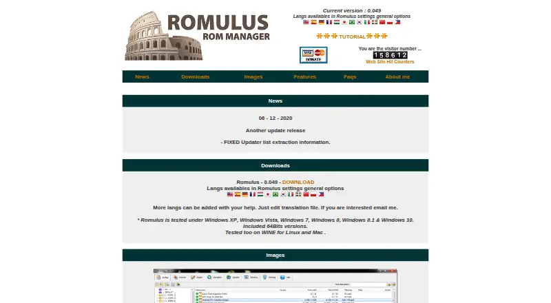 Romulus ROM Manager's website