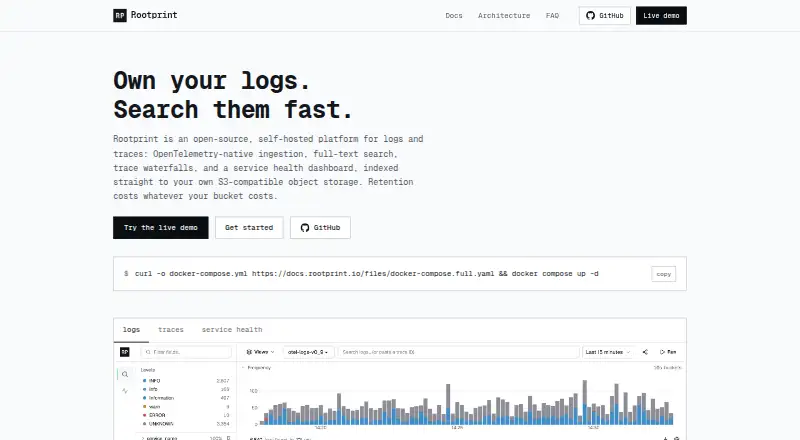 The Rootprint homepage