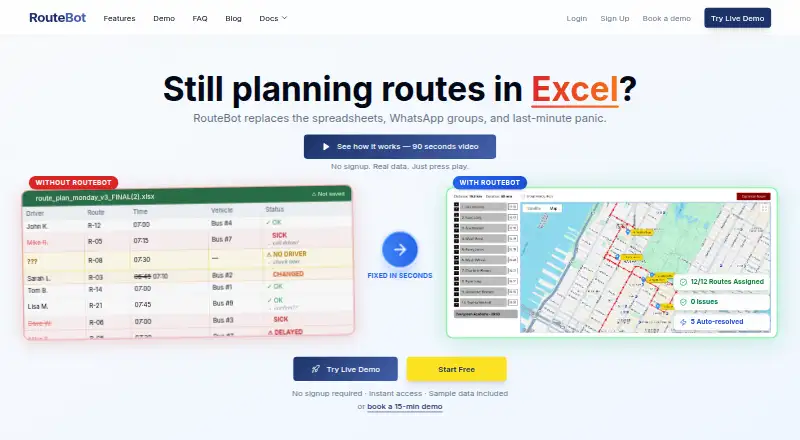 RouteBot's website
