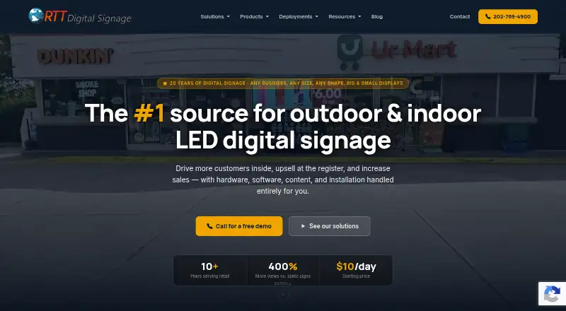 RTT Digital Signage's website